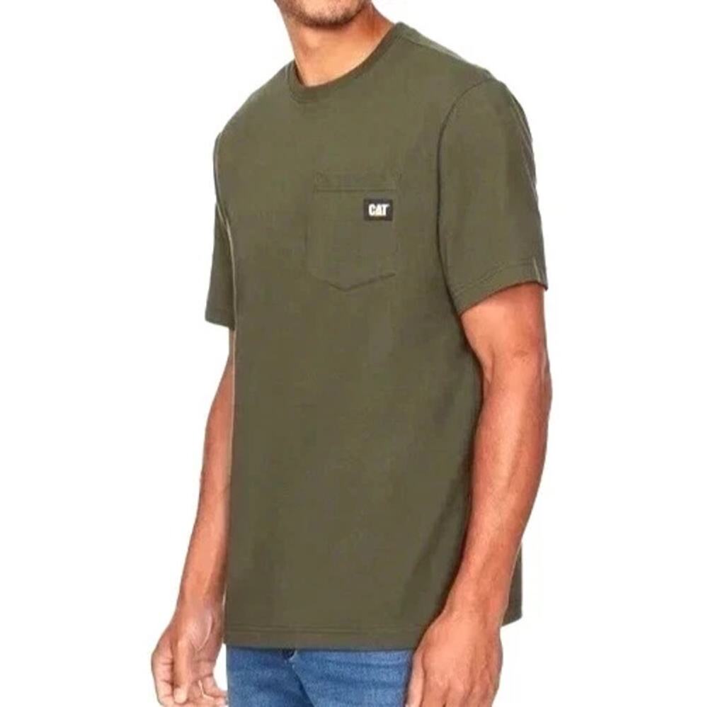 NWT CAT Green Short Sleeve Crew Neck Pocket Tee T-Shirt Men's Size XXL